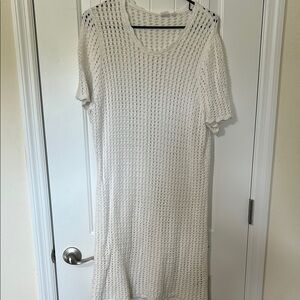 GAP White Crochet Short Sleeve Resort Dress
